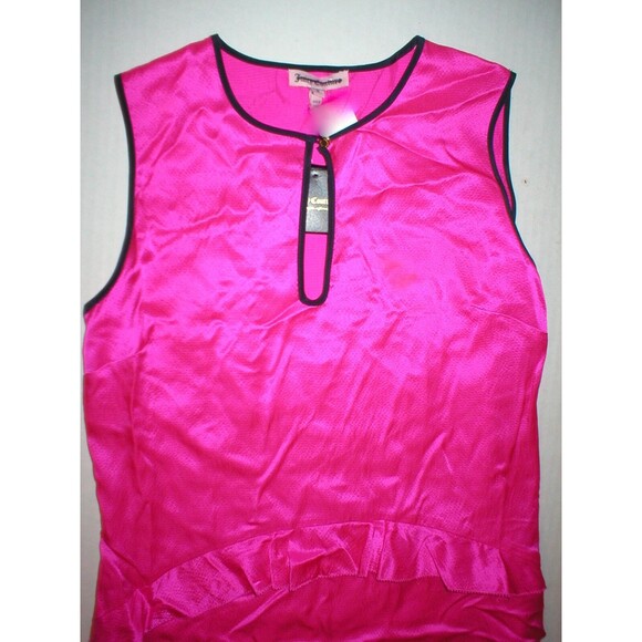 New $398 Juicy Couture Dress Silk Hot Pink Womens 0 Navy Blue Keyhole Hammered - Picture 4 of 7